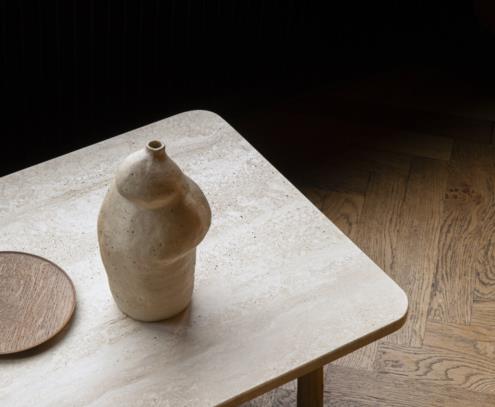 Domus table oak travertin romano